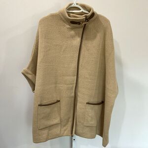 LC Lauren Conrad Cloak/Cape in Beige/Tan w/ Faux Leather Trim One Size Fits All